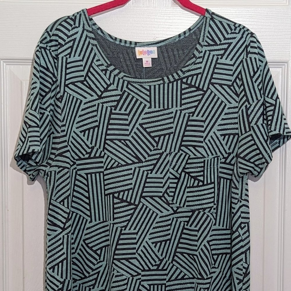 LuLaRoe Carly Dress, Teal with Black lines, Size Medium
